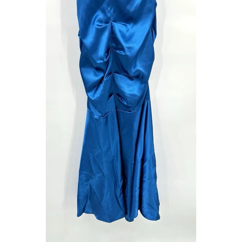 BLONDIE NITES maxi dress electric blue 7 vintage 2000s Y2K one shoulder prom - Picture 10 of 11